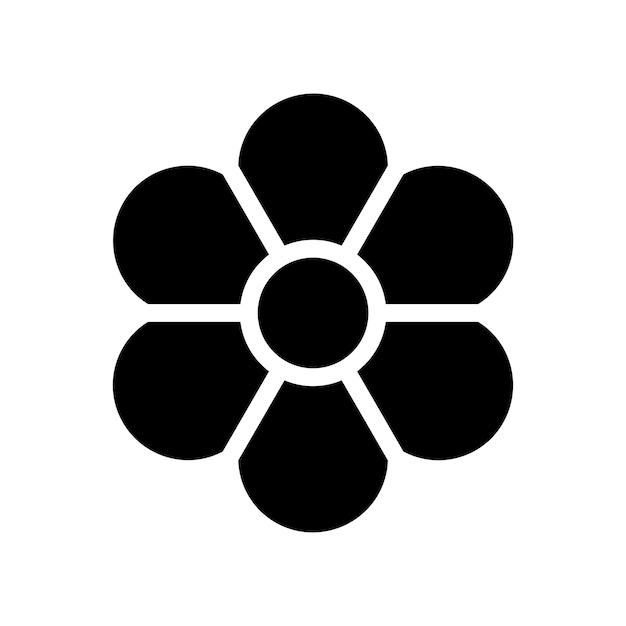 Icon van een zwarte bloem Een gestileerde bloem op een witte achtergrond