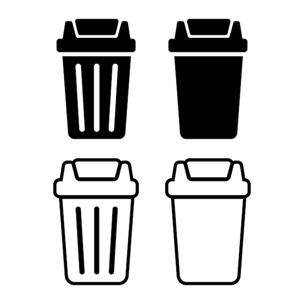 Icon van een zwarte vuilnisbak op een witte achtergrond