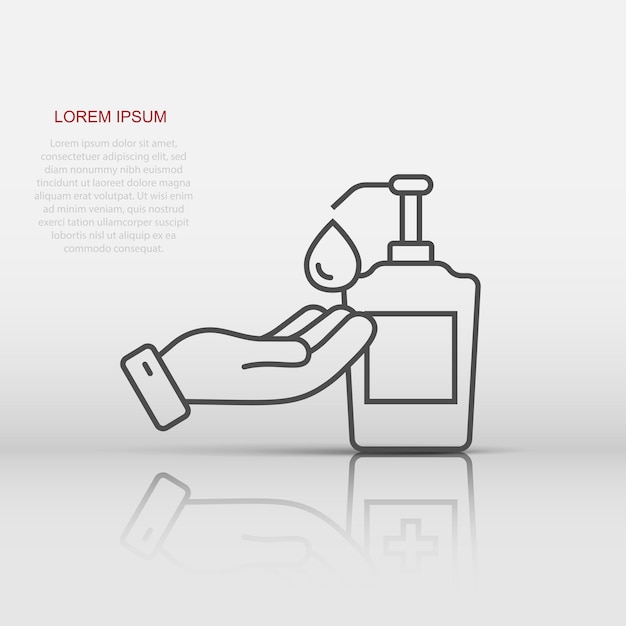 Icon van handzuiger in platte stijl Antiseptische fles vector illustratie op geïsoleerde achtergrond Desinfectie gel teken bedrijfsconcept