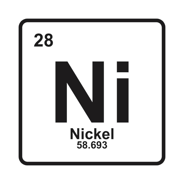 Icon van het chemische element nikkel in het periodiek systeem