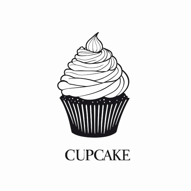 Icon van het cupcake-logo met een vlakke silhouet