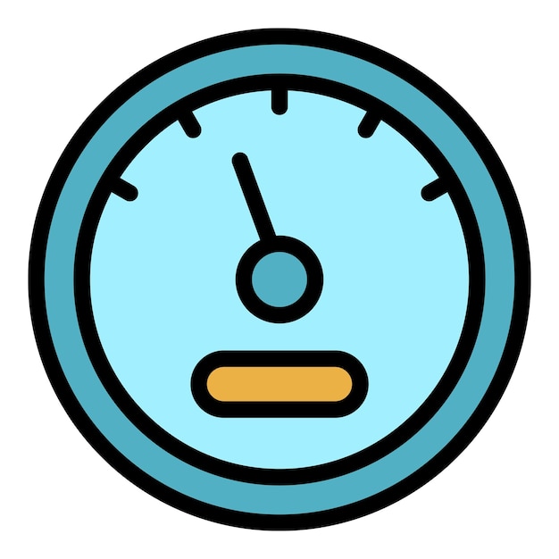 Icon van het dashboard van de auto met pijl Outline arrow car dashboard vector icon kleur plat geïsoleerd