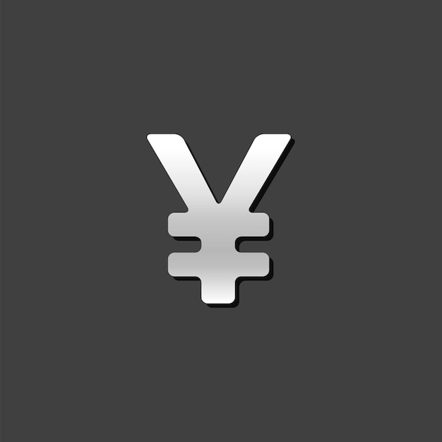 Vector icon van het japanse yen-symbool in metaalgrijze kleur