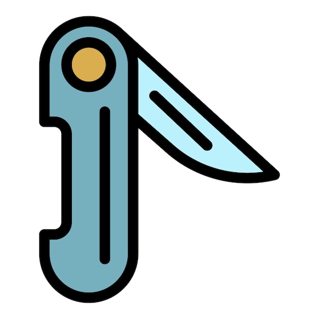 Icon van het kampmes Outline van het kampenmes vector icoontje kleur vlak geïsoleerd