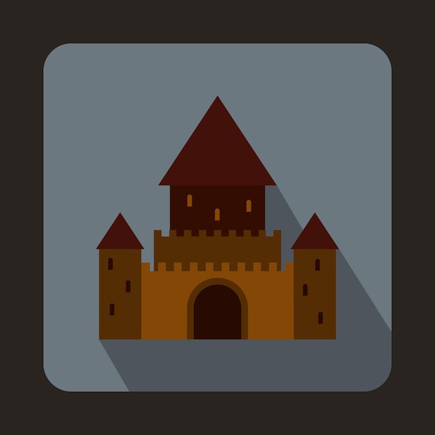 Icon van het kasteel van Chillon in Zwitserland in platte stijl op een grijze achtergrond