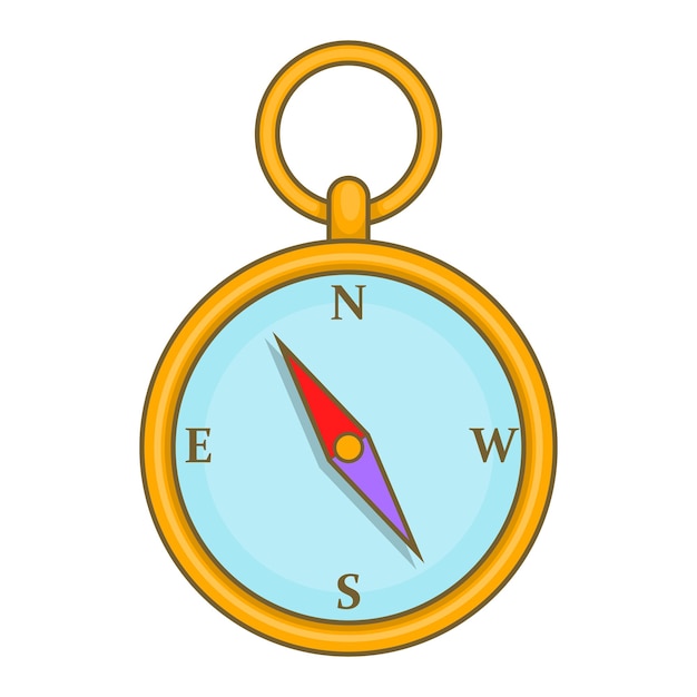 Icon van het kompas in cartoon stijl op een witte achtergrond