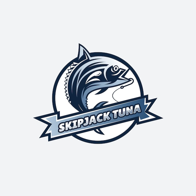 Vector icon van het logo van skipjack-tonijn