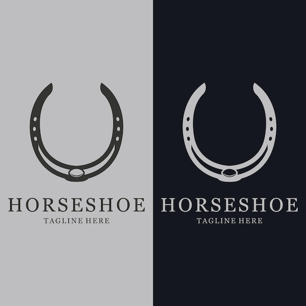 Icon van het paarden schoenlogo in silhouettestijl.