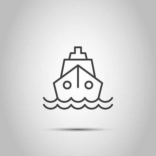 Icon van het schip in vlakke stijl Schip vector illustratie op geïsoleerde achtergrond Vervoersbord bedrijfsconcept
