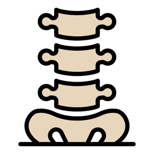Vector icon van het staartbeen en de ruggengraat outline van hetstaartbeen- en ruggengrachtvector icon kleur vlak geïsoleerd