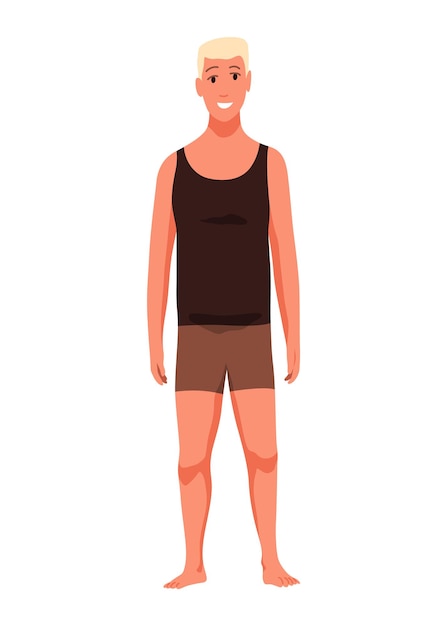 Vector icon van het type mannelijke figuur lichaam front view menselijke anatomie man staande vorm vector illustratie in cartoon stijl