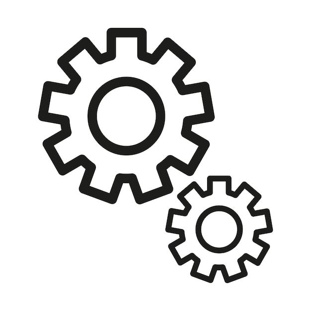 Icon van het versnellingswiel Mechanisch tandwielsymbool Industriële omtrek Vectorelement
