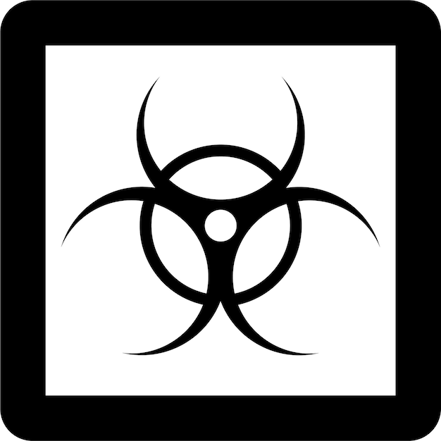 Icon van het waarschuwingssymbool voor biologische gevaren in een vlakke vectorillustratie