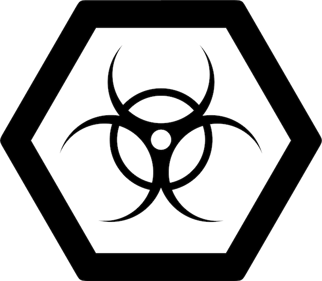 Icon van het waarschuwingssymbool voor biologische gevaren in een vlakke vectorillustratie