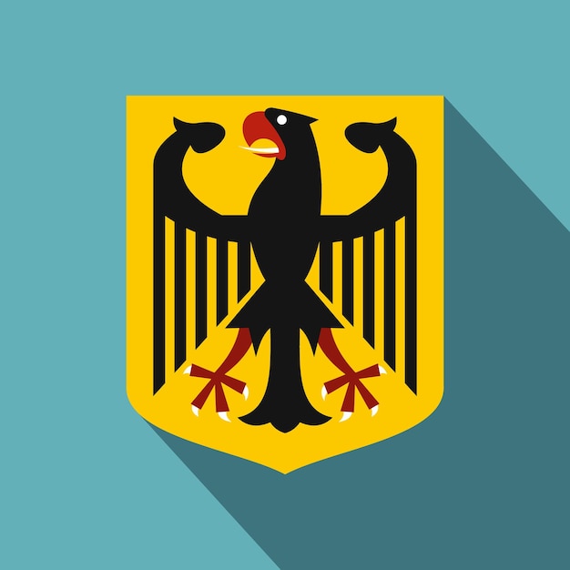 Icon van het wapenschild van duitsland platte illustratie van het wapenskild van duitsland vector icoon voor web geïsoleerd op baby blauwe achtergrond