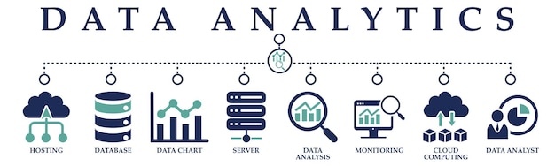 Icon van hosting database data chart server data analyse monitoring cloud computing en data analist