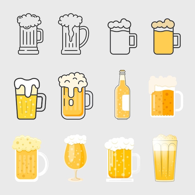 Icon van koud bier in platte stijl Alcohol drank vector illustratie op geïsoleerde achtergrond Alcohol fles teken bedrijfsconcept