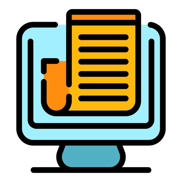 Icon van online baan Outline van online baan vector icon kleur vlak geïsoleerd