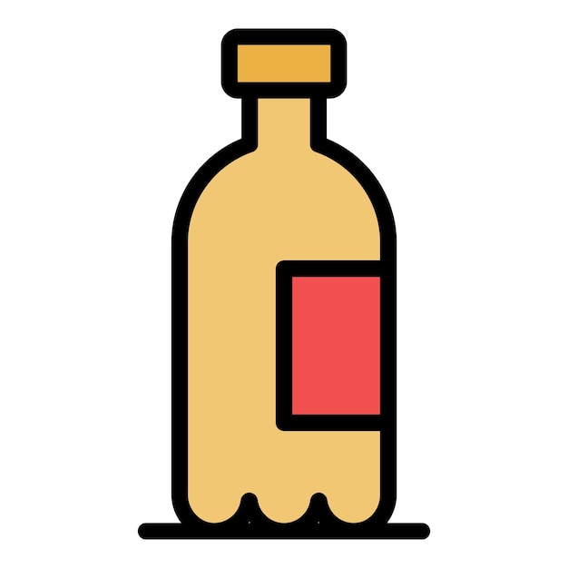 Icon van plastic drankfles Outline vector icon van plastiek drankflas kleur vlak geïsoleerd