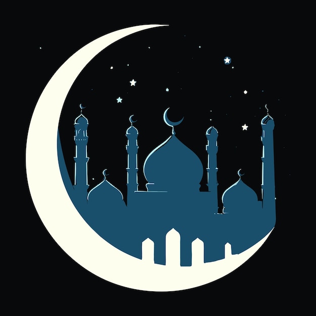 Vector icon van sterren en maan met de moskee