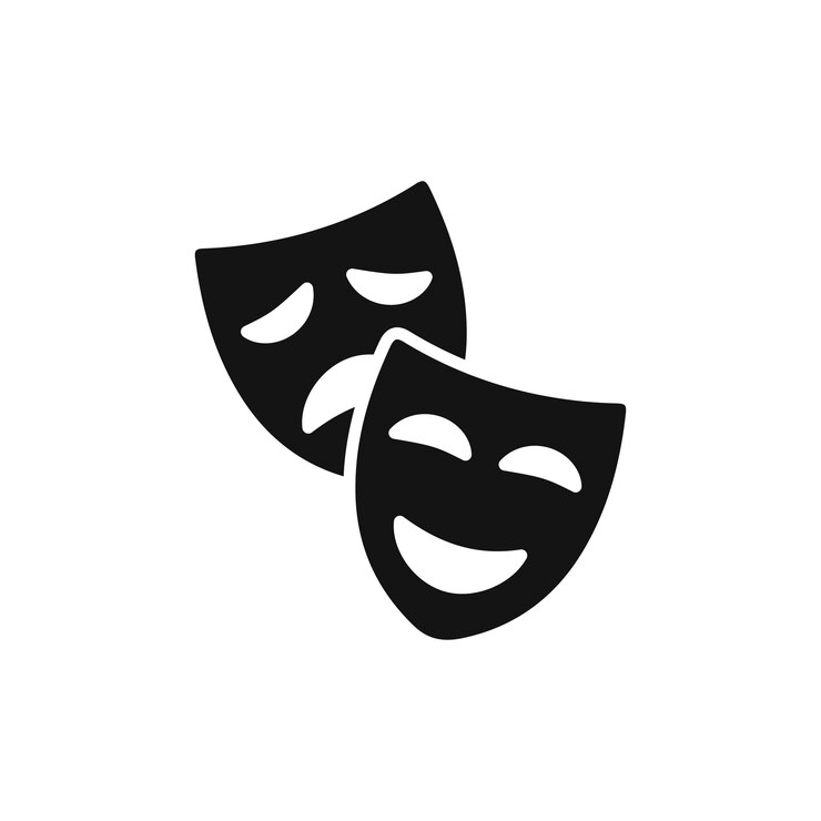 Vector icon van theatermaskers geïsoleerd op witte achtergrond