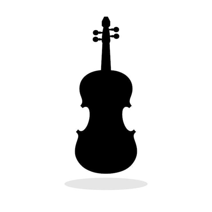 Vector icon van viool zwart silhouet van viool muziekinstrument