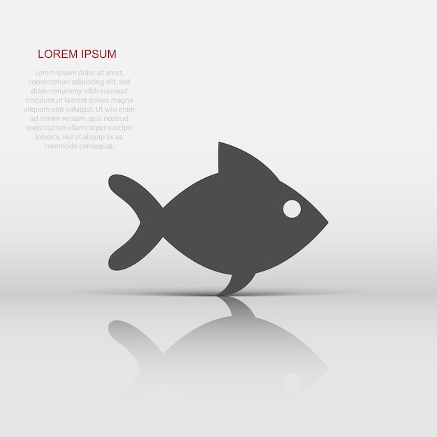 Icon van vis in platte stijl Goudvis vector illustratie op witte geïsoleerde achtergrond Zeevruchten bedrijfsconcept