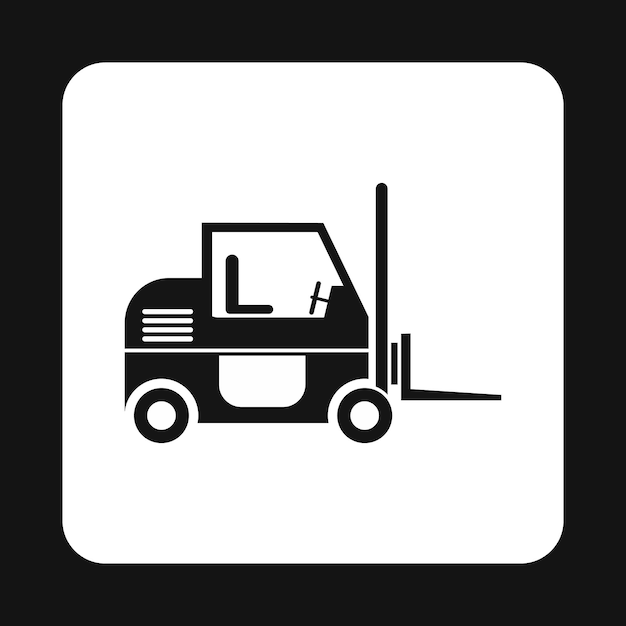 Icon van vorkheftruck in eenvoudige stijl geïsoleerd op witte achtergrond Vectorillustratie van het vrachtvervoerssymbool