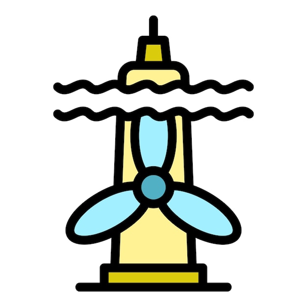 Vector icon van waterturbine outline waterturbine vector icon kleur vlak geïsoleerd
