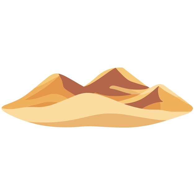 Icon van woestijnzandduinen geïsoleerd op witte zandwoestijnsymboolvectorillustratie