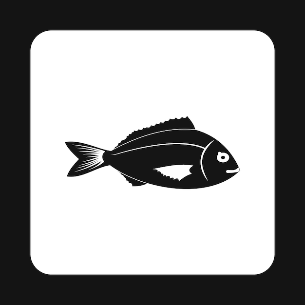 Icon van zoutwatervis in eenvoudige stijl geïsoleerd op witte achtergrond Inwoners symbool van de aquatische omgeving