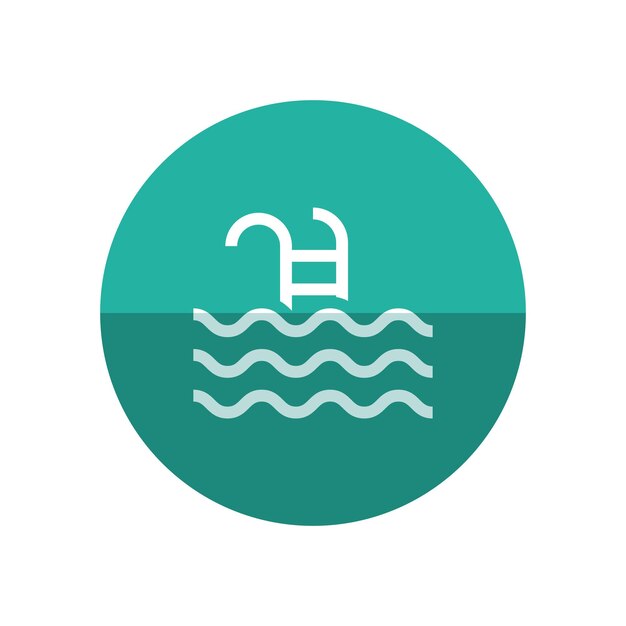 Icon van zwembad in vlakke kleur cirkel stijl Atleet fitness watersport vaardigheid