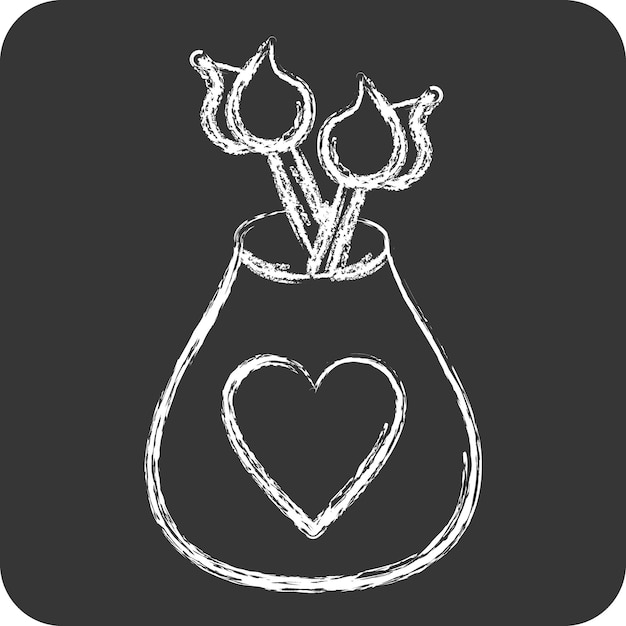 Vector icon vase related to home decoration symbol chalk style simple design editable simple illustration