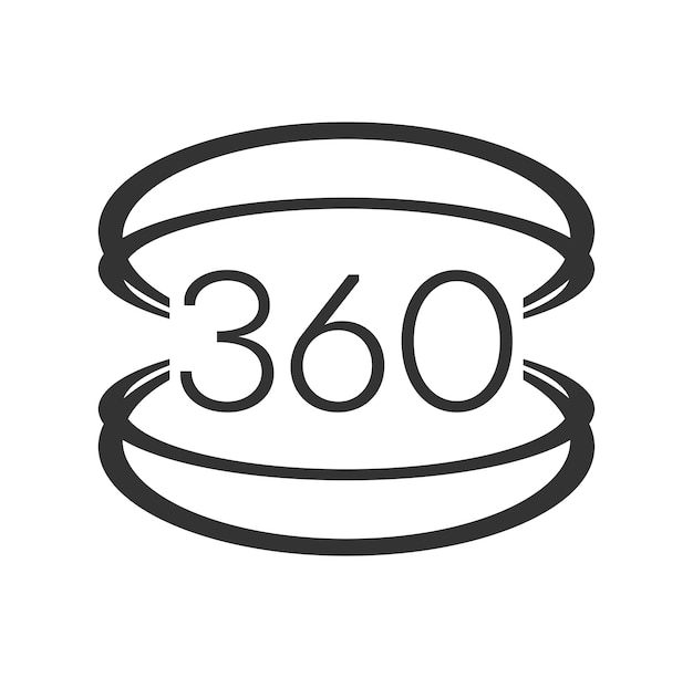 Vector icon vector of 360degree app for 360area view and circular arrows in basic shape