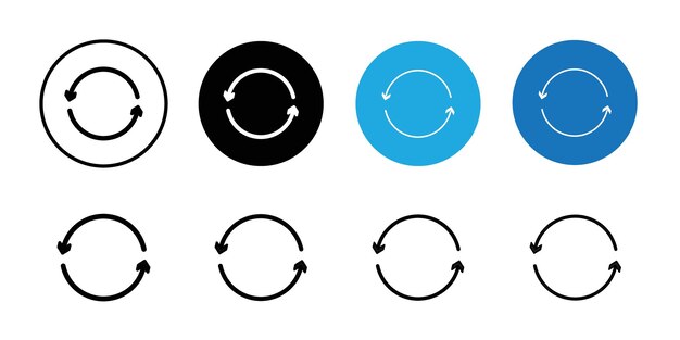 Icon vernieuwen Zwarte lijn kunst vector logo set