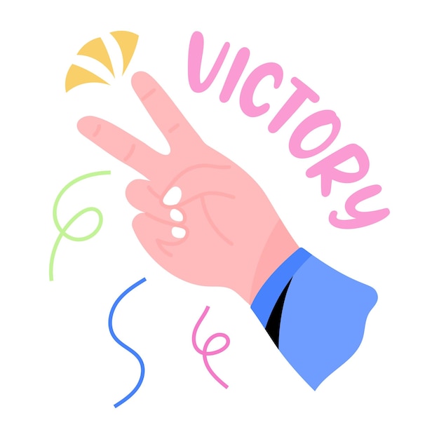 Vector an icon of victory flat sticker design