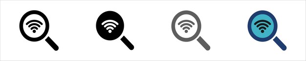 Icon vinden wifi Eenvoudige lens netwerk symbool Geïsoleerde grafische illustratie zoeken internet WiFi Draadloos zoeken set icoon in vectorontwerp