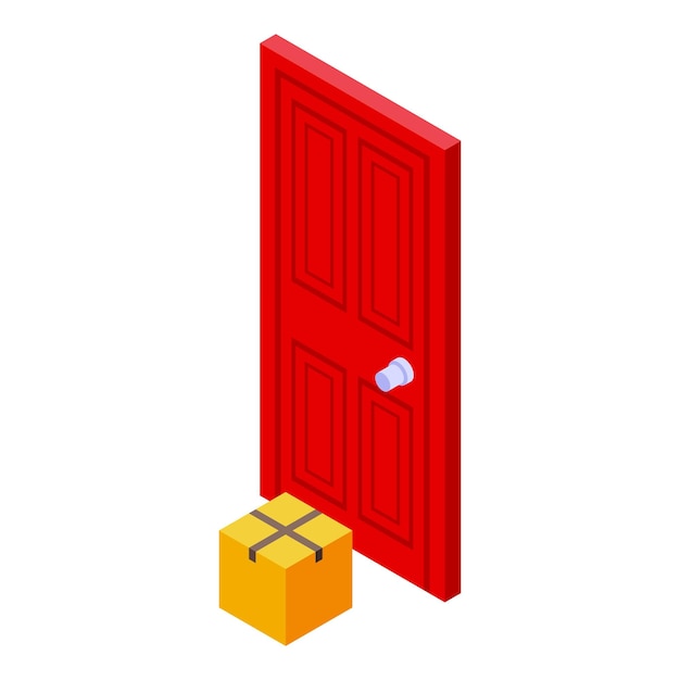 Icon voor de bezorging van pakketten aan de deur isometrische vector Postdienst Slimme logistiek