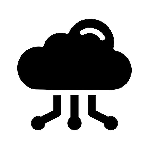 Icon voor het delen van cloudnetwerk Zwarte vectorgrafiek
