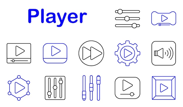 Icon voor het instellen van de speler Speelknop snel vooruit volume controle equalizer media interface audio geluid video afspelen instellingen technologie controle digitale entertainment