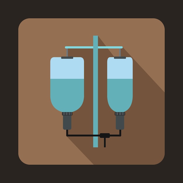 Icon voor intraveneuze infusie in platte stijl met lange schaduw Symbool voor behandeling en geneesmiddel