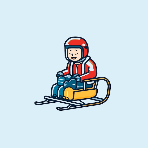 Icon voor sleeën wintersport vectorillustratie in platte stijl