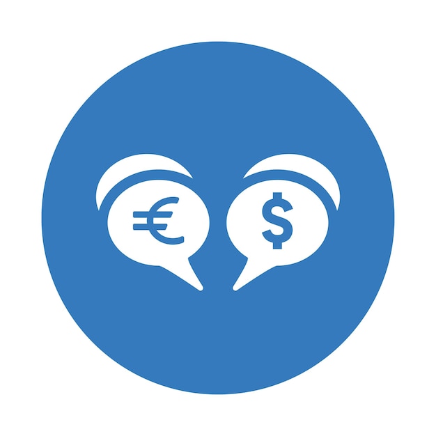 Icon voor snelle communicatie bij transacties Blauwe kleurontwerp