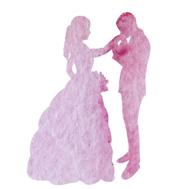 Icon watercolor silhouette of the bride and groom