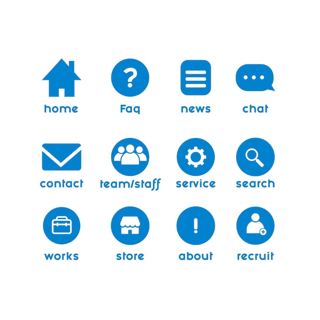 Icona per sito web, icone web. simbolo di rete. icona stabilita del sito web