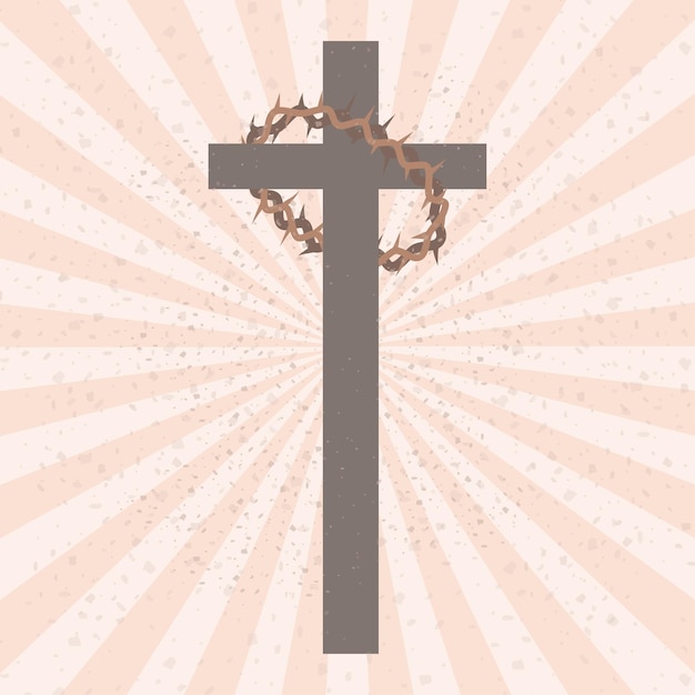 Icon with cross wreath for banner design. Vector illustration.