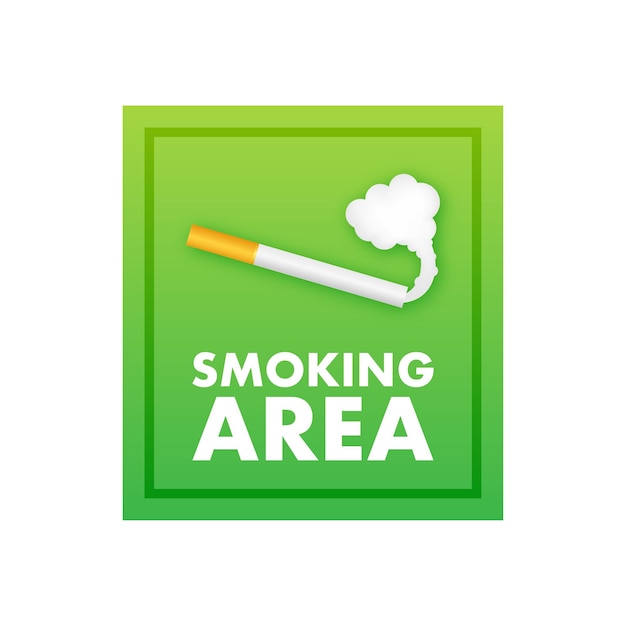 Icon with green smoking area on white background banner with green smoking area on white background