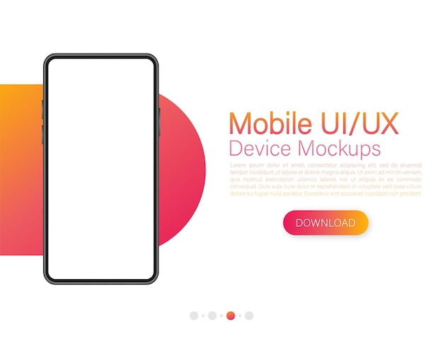 Icon with mobile ui and ux design on red background for web design