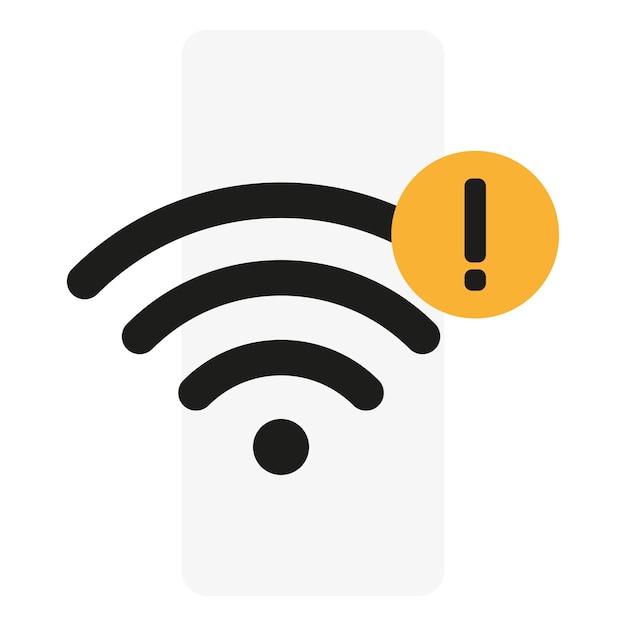 Icon with wifi icon exclamation mark. Vector illustration.