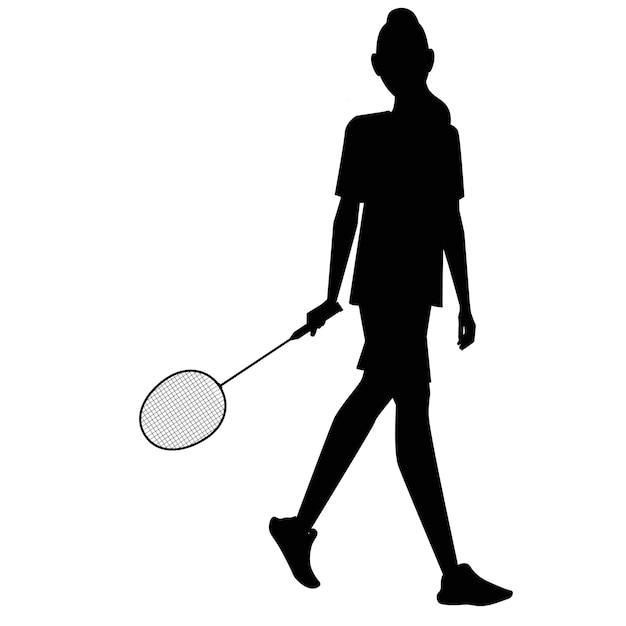 Icon of woman badminton athlete with racket